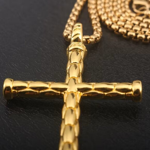 Gold Christian Rope Nail Cross Necklace Religious Pendant Faith Jewelry Gift - Picture 4 of 8